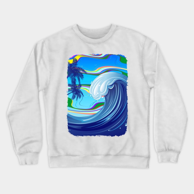 Tsunami big ocean wave Crewneck Sweatshirt by BluedarkArt